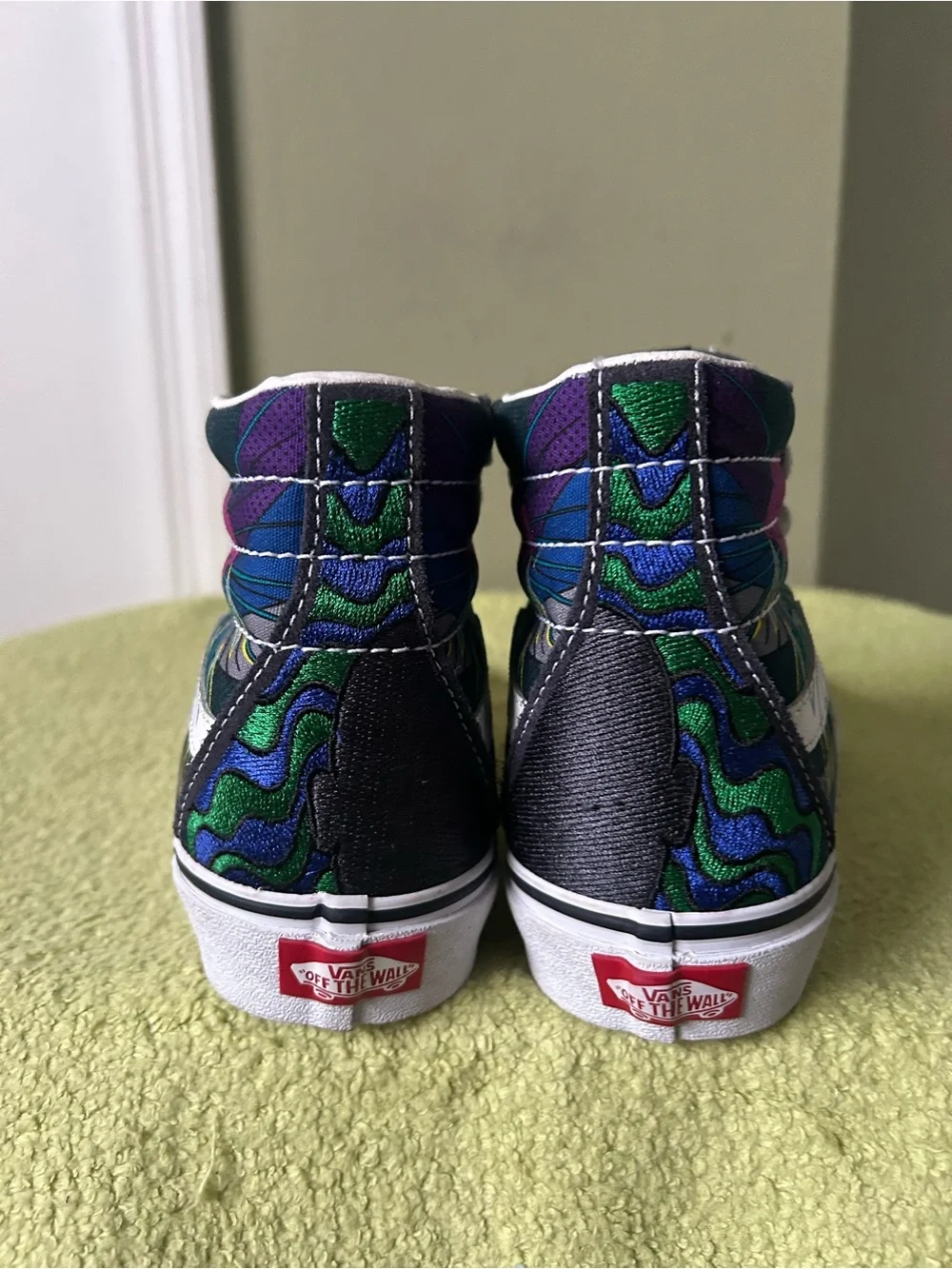 New Vans Women’s Navy Blue  green with purple Slip-On Sneakers